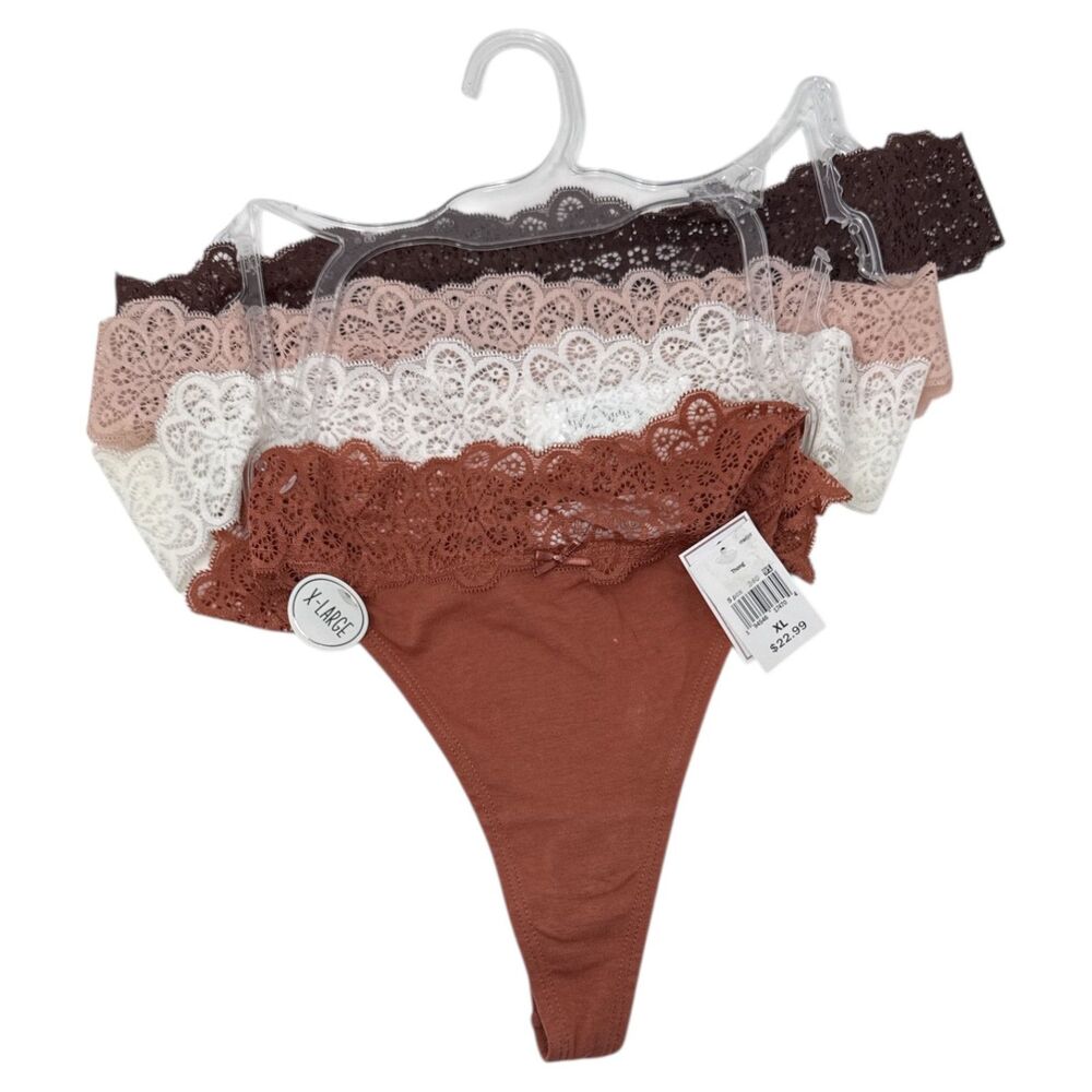 Lace Thong Underwear Women's Size XL Live 2 Lounge 4 pair NEW
